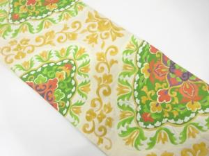 アンティーク　花唐草模様織り出し袋帯（材料）